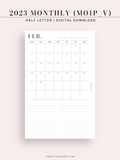 M112_2023 | 2023 Monthly Planner Printable Inserts, MO1P