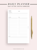 D107 | Printable Daily Schedule Planner Inserts Template