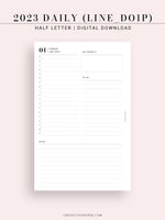 D111_C_2023 | 2023 Dated Daily Planner, Lined Layout, Day on a Page