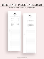 M118_2023 | 2023 Half-Page Calendar, Monthly Task list, Important Events Tracker