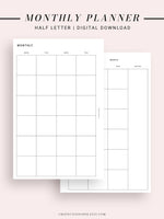 M101 | Basic Monthly Planner Printable Inserts for Minimalist