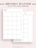 M101 | Basic Monthly Planner Printable Inserts for Minimalist