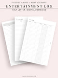 T121 | TV Series Tracker, Movie Journal, Entertainment Log Bundle
