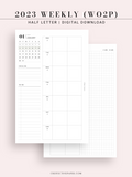 W108_01GX_WO2P_2023 | 2023 Dated Weekly Planner Inserts Printable Template