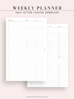 W112 | To-do List Type Weekly Schedule Planner Printable Inserts