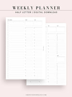 W112 | To-do List Type Weekly Schedule Planner Printable Inserts