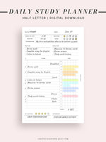 D108 | Daily Study Planner Inserts Printable Template