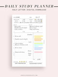 D108 | Daily Study Planner Inserts Printable Template