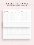 W102_H_2 | Horizontal Weekly Planner Printable