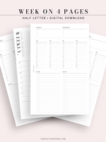 W116 | Weekly 24-hour Schedule Planner Template, WO4P