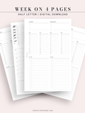 W116 | Weekly 24-hour Schedule Planner Template, WO4P