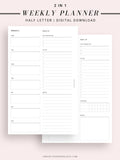 W101 | Week on a Page, Weekly Planner Printable Inserts Template