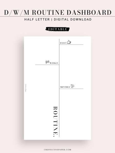 DA122 | Editable Daily & Weekly & Monthly Routine Dashboard ...