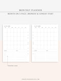 M112 | Month on a Page, Monthly Planner Printable Inserts