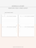 D112_2DO1P | Daily Journal Diary Printable Pages, Line Dot Grid Notes