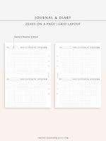 D112_2DO1P | Daily Journal Diary Printable Pages, Line Dot Grid Notes