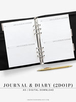 D112_2DO1P | Daily Journal Diary Printable Pages, Line Dot Grid Notes