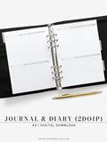 D112_2DO1P | Daily Journal Diary Printable Pages, Line Dot Grid Notes