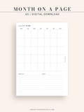 M112 | Month on a Page, Monthly Planner Printable Inserts