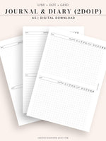 Diary Journal Pages, Printable Journal Pages, Digital Diary
