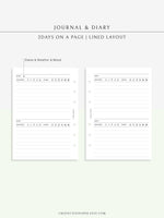D112_2DO1P | Daily Journal Diary Printable Pages, Line Dot Grid Notes