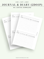 D112_2DO1P | Daily Journal Diary Printable Pages, Line Dot Grid Notes