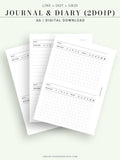 D112_2DO1P | Daily Journal Diary Printable Pages, Line Dot Grid Notes