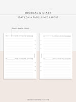 D112_2DO1P | Daily Journal Diary Printable Pages, Line Dot Grid Notes