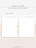 D112_DO1P | Daily Journal Diary Printable Pages, Line Dot Grid Notes