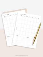 M112 | Month on a Page, Monthly Planner Printable Inserts