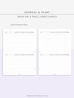 D112_2DO1P | Daily Journal Diary Printable Pages, Line Dot Grid Notes