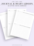 D112_2DO1P | Daily Journal Diary Printable Pages, Line Dot Grid Notes
