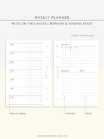 W110 | Week on 2 Pages, Weekly Planner & Tracker & Checklist