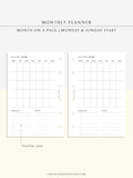 M112 | Month on a Page, Monthly Planner Printable Inserts