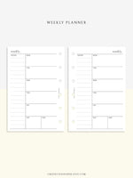 W107 | Week on a Page, Weekly Planner Printable Inserts, Monday Start