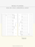 W102_H_2 | Horizontal Weekly Planner Printable