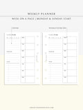 W108 | Week on a Page, Weekly Planner Printable Inserts Template