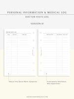 N113 | Personal Information & Medical Log Template