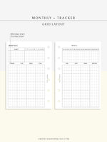 M106_G | Monthly Planner with 31 Days Habit Tracker Printable Inserts