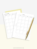 M110 | Minimal Monthly Planner Printable Inserts Template