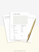 N111 | Vehicle Maintenance Log Printable, Car Repair Tracker Template