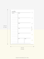 W107 | Week on a Page, Weekly Planner Printable Inserts, Monday Start