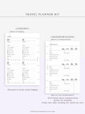 N117 | Travel Planner Bundle, Trip Overview, Vacation Planning