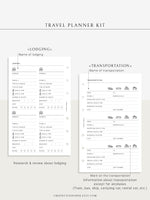 N117 | Travel Planner Bundle, Trip Overview, Vacation Planning